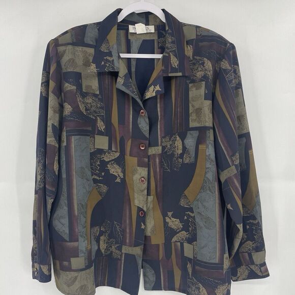 VTG Truffles by YB Shirt Women's 20W Polyester Long Sleeve Camp Collar USA - Picture 1 of 11